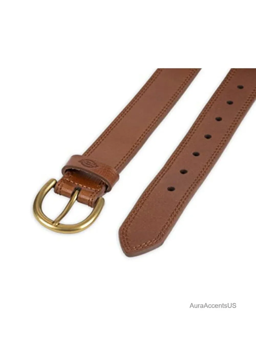 Genuine Leather Casual Workwear Belt with Round Harness Buckle - 7 Holes